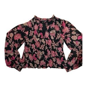 Sanctuary Floral Print blouse with sheer sleeves size small